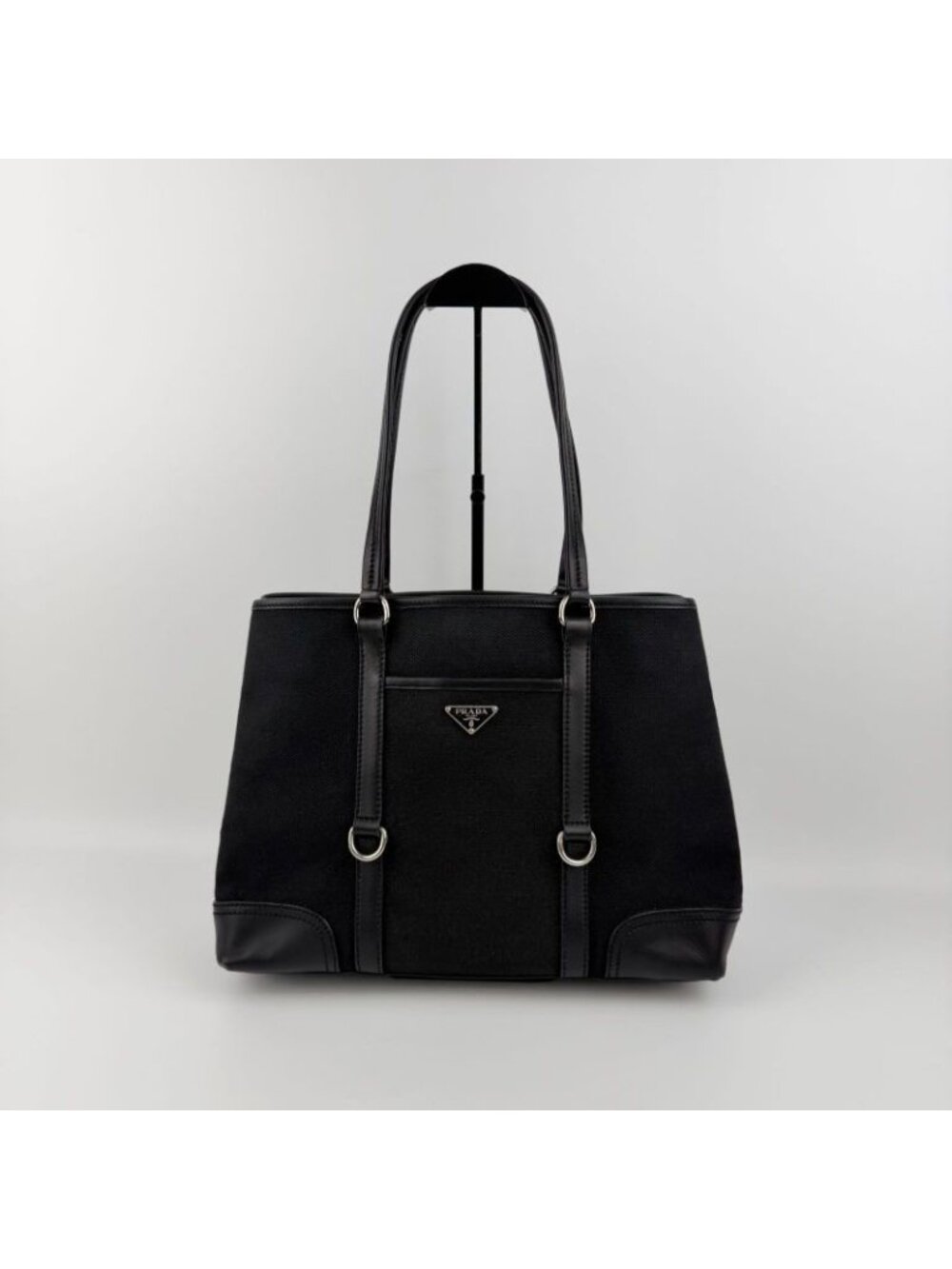 ★SOLD★ Prada Tote Black Canvas Vintage - Picture 2 of 16
